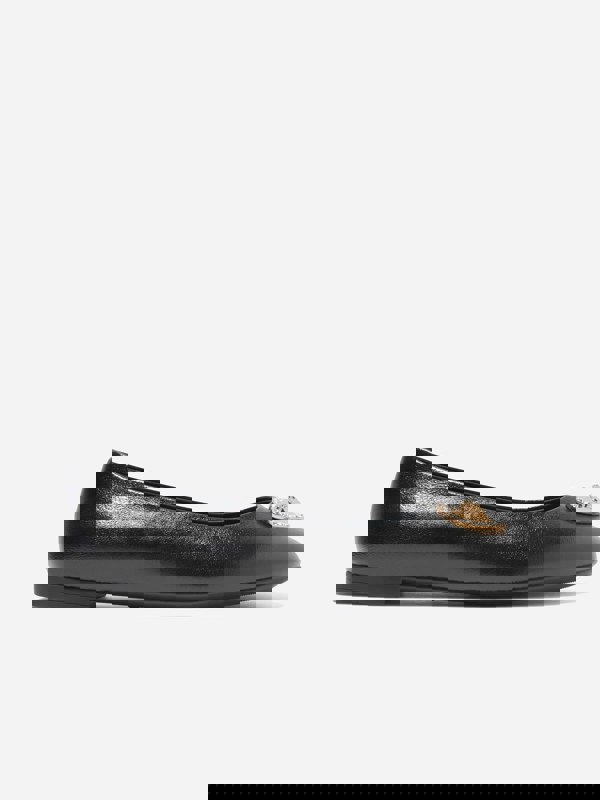 Versace Girls Leather Ballerina Pumps in Black