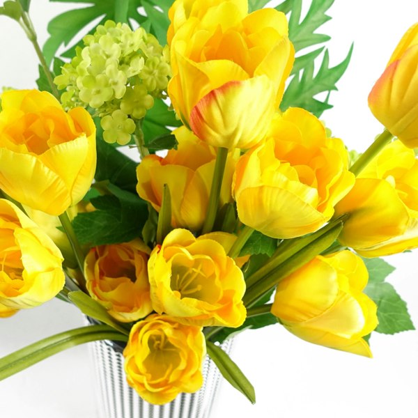 Leaf Pack of 6 x 80cm Artificial Tulip Yellow Stem