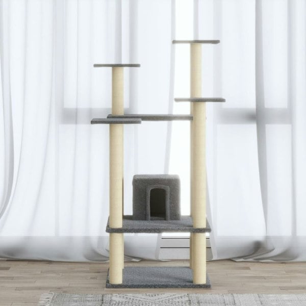 Berkfield Cat Tree with Sisal Scratching Posts Light Grey 110 cm