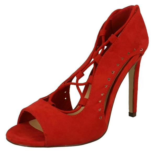 Spot On Ladies Spot On Open Toe Side Slit Heels