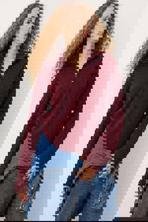 WOVCOR Soft Textured Oversize Knit Cardigan with Zipper