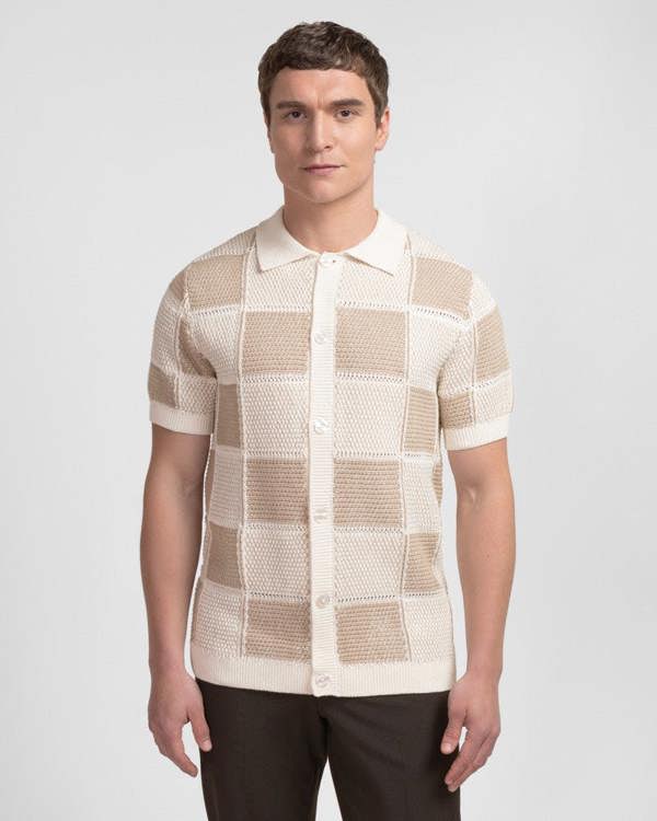 Steel & Jelly Croxley - Knitted Patchwork Short Sleeve Shirt