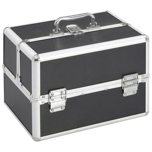 Berkfield Make-up Case 22x30x21 cm Black Aluminium