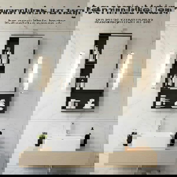 Levede Bathroom Mirror Cabinet Wall Mounted Storage Cupboard Black Open Shelf