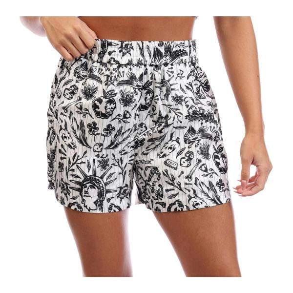 Off-White Off White Womens Tattoo Pyjama Shorts - White/Black