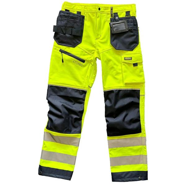 Slim Fit Stretch Softshell Hi-Vis Work Trousers with Holster Pockets - Hi-Vis Trousers