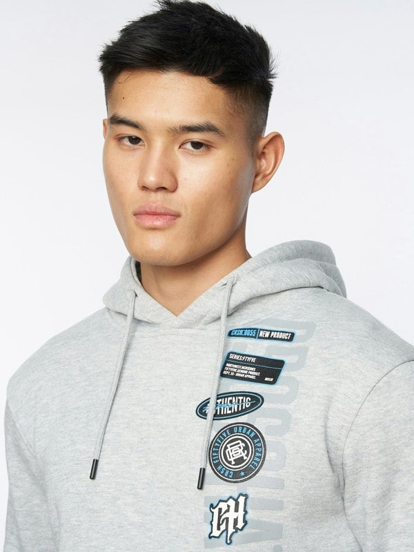 Crosshatch Pepperhill Hoodie Light Grey Marl