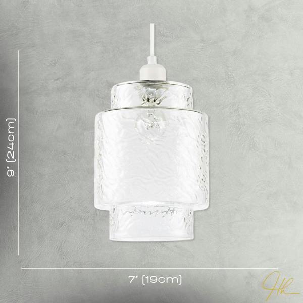 Clear Layered Glass Cylinder Pendant Light Shade with Tiered Design Image 7