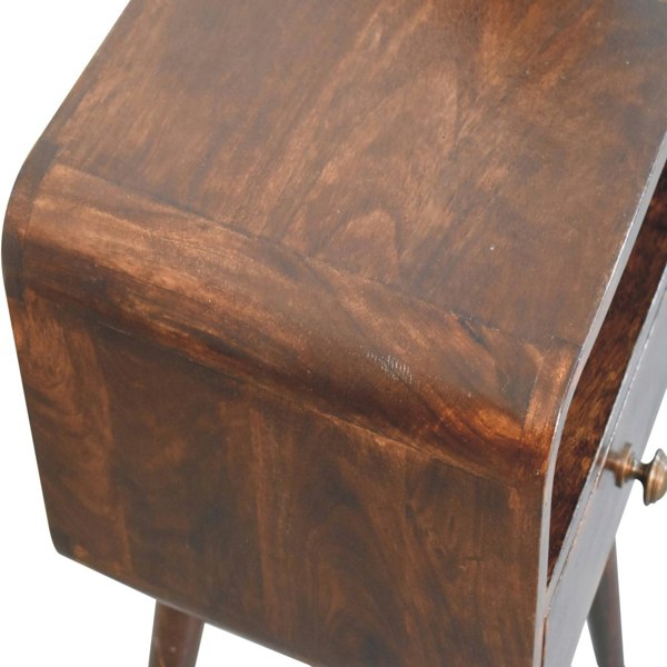 Artisan Furniture Solid Wood Mini California Walnut Curved Bedside with Open Slot
