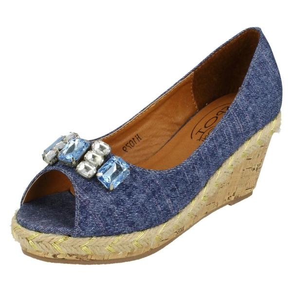 Spot On Girls Spot On Cork High Wedge Rope Foxing Sandal