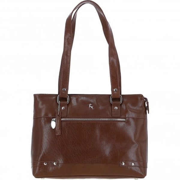 Ashwood 'Velutto Eleganza' Zip Mid Section Real Leather Shoulder Bag: 52234