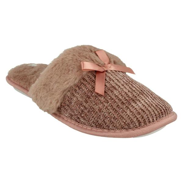 Spot On Ladies Spot On Faux Fur Cuff Mule Slippers X2113