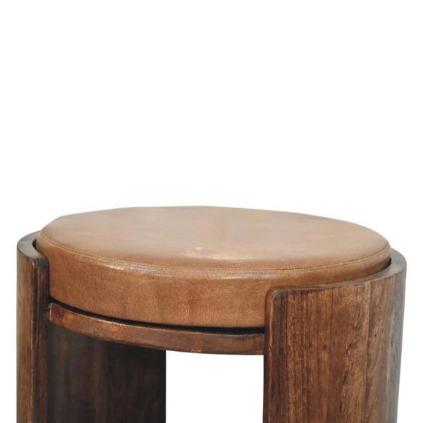Artisan Furniture Solid Wood Savoy Leather Stool