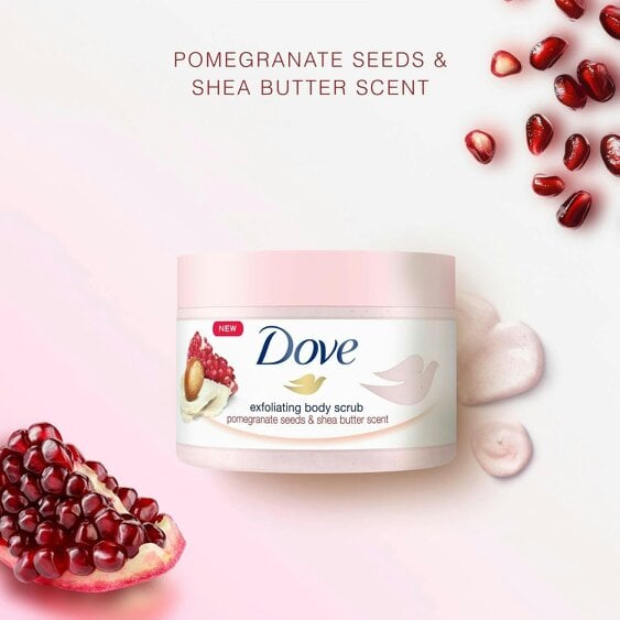 Dove Exfoliating Body Scrub 225ml with Pomegranate Seeds & Shea Butter Scent