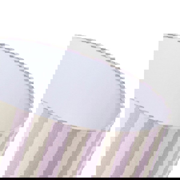 Lavender Lilac and Oatmeal Linen Striped Lamp Shade with Fabric Inner Image 4