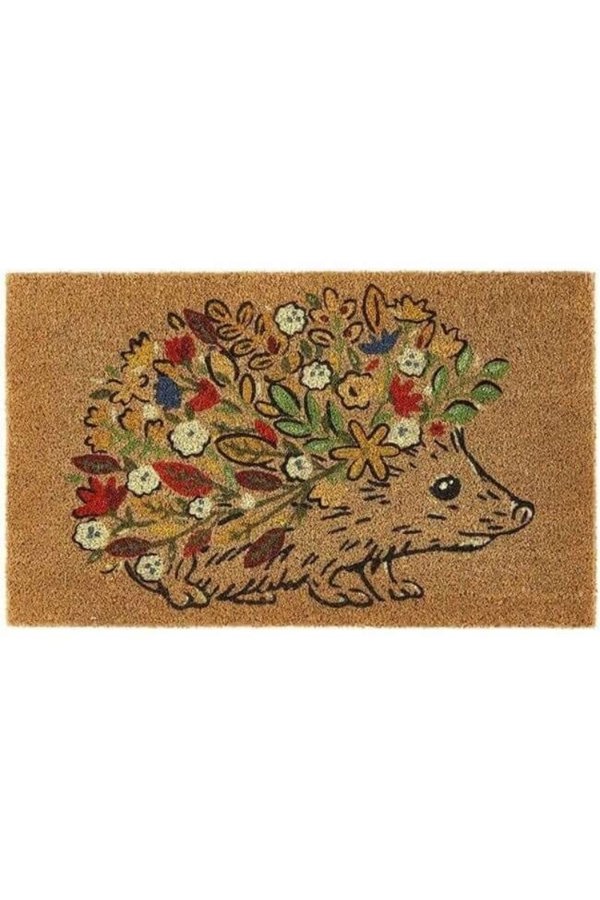 The Rugs Printed Floral Hedgehog Coir Doormat 45x75 cm
