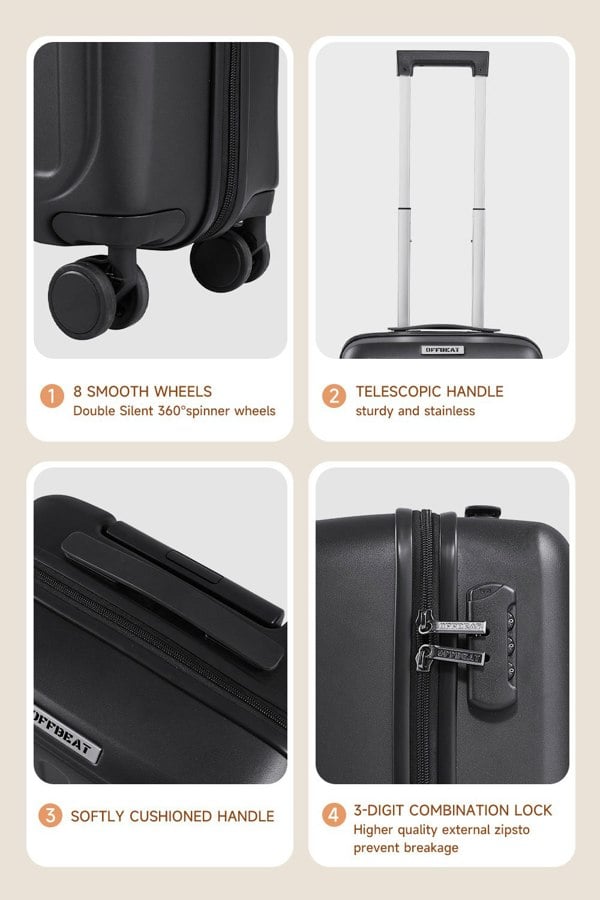 Living and Home Modern Hardside Spinner Suitcase with Combination Lock