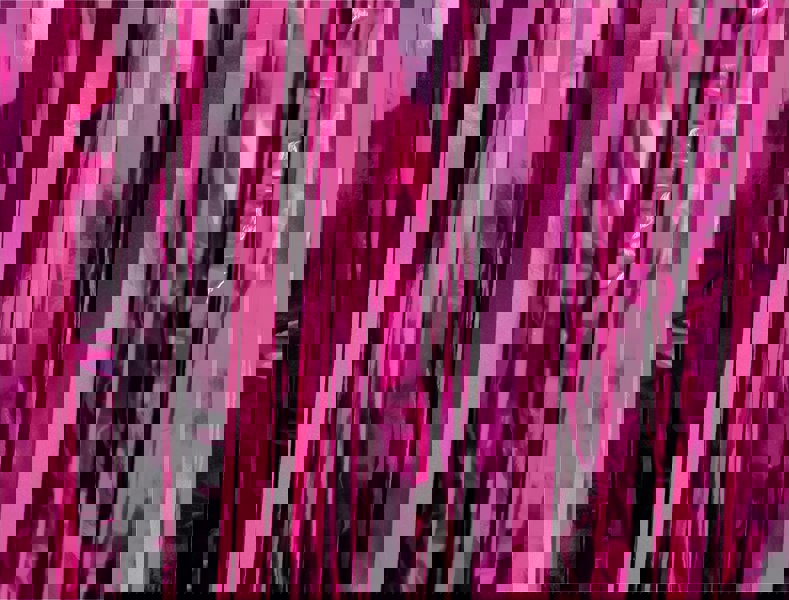 Cheetah Metallic Tinsel Curtain, 2M x 1M Pink