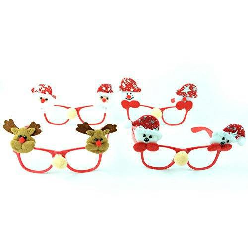 4 Pack Novelty Christmas Party Glasses, Multicolour Plastic Fancy Dress Accessories image 6