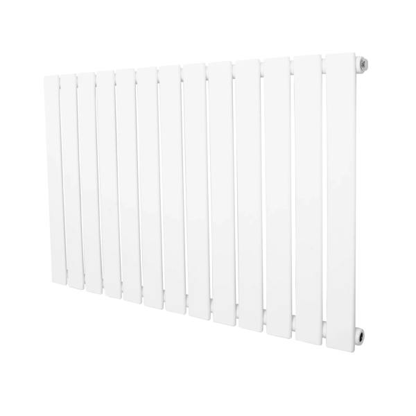 Flat single column radiator in sleek white finish, measuring 600 x 910mm, featuring a modern, minimalist design with smooth, flat panels
