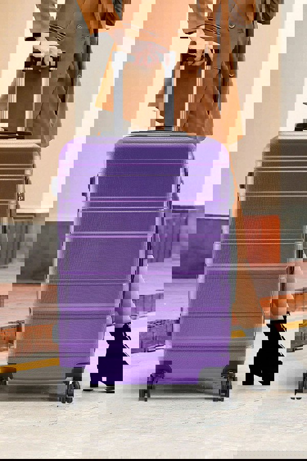 Living and Home Hardshell Rolling Luggage Trolley Travel Suitcase, 24" Purple