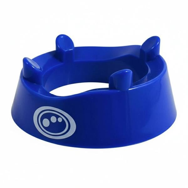 Blue Optimum rugby kicking tee with cradle prongs and logo, angled view on white background - Optimum