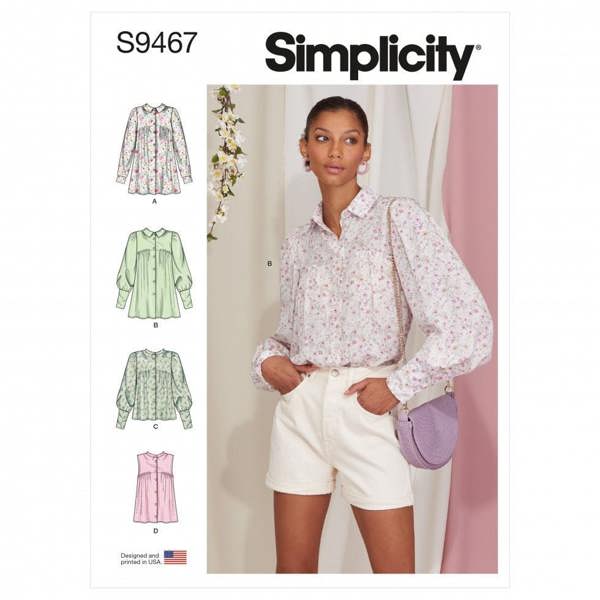Simplicity Sewing Pattern 9467, Tops for Women, H5 (6-8-10-12-14) - Intermediate