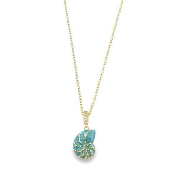 Reeves & Reeves Enamel Ammonite Shell Necklace