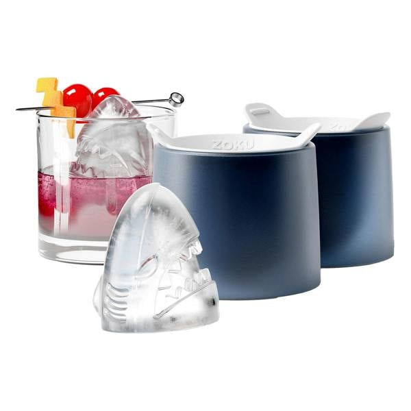 Zoku Shark Ice Moulds - Set of 2 Fun Silicone Reusable Large Ice Makers