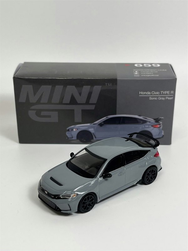 Mini GT Honda Civic Type R Sonic Gray Pearl 2023 LHD 1:64 Scale Mini GT MGT00659L