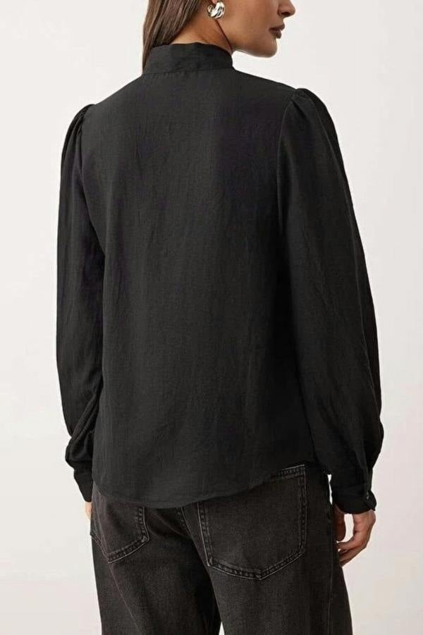 WOVCOR Woven Shirt with Collar Scarf Detail