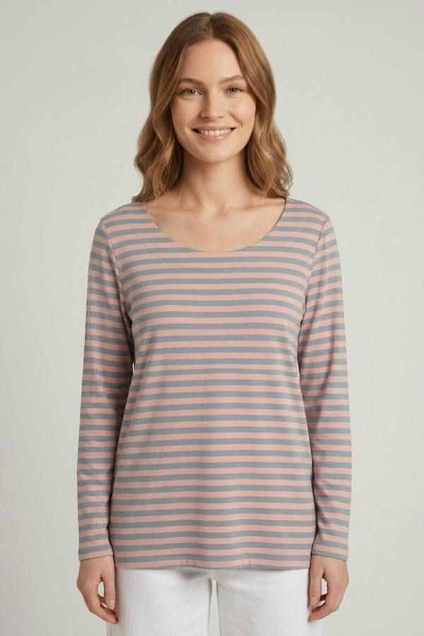 Pink | Striped Relaxed Long Sleeve Top