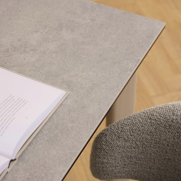 Furniture To Go Palermo Ceramic Dining Table in Grey 160x75cm Included 4 Ella Swivel Beige Dining Chairs