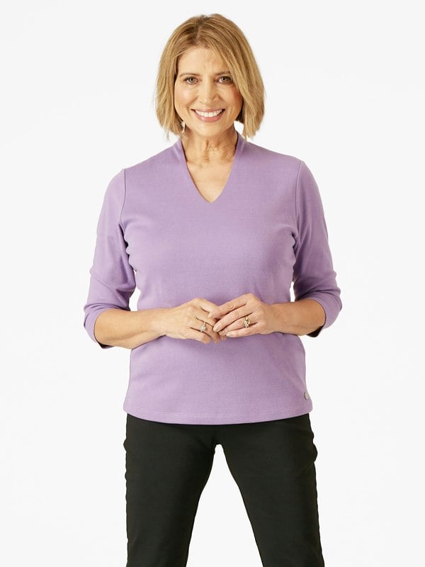 PennyPlain High Back V-neck Top - Amethyst