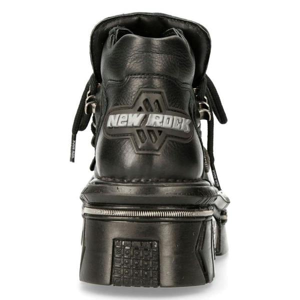 New Rock Unisex Metallic Black Leather Gothic Techno Boots- M-215-S6