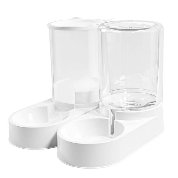 Skylos 2 Packs Automatic Food Feeder Waterer Set 3.2L Plastic Dispenser Dog Cat
