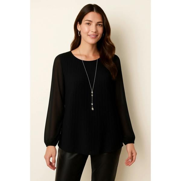 Blue Vanilla Pleated Top