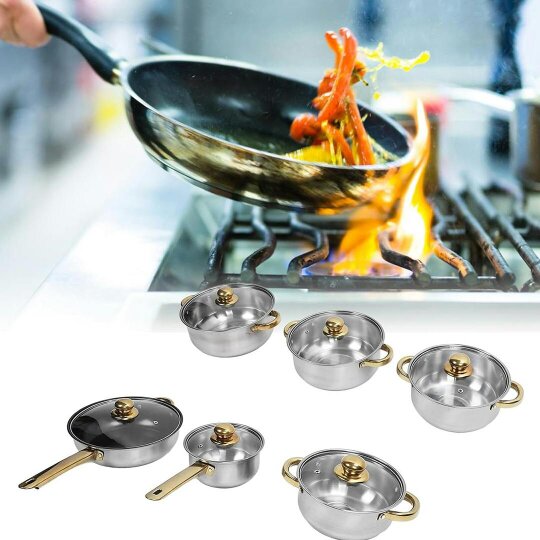 Havendro Induction Non Stick Stainless Steel Cookware Cooking Pot Pan With Lids Set