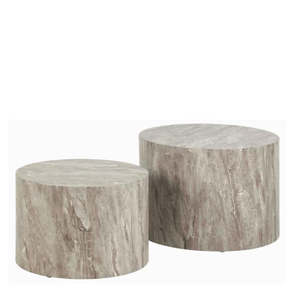 Wyld Haus Set of 2 Munkebo Grey Marble Round Coffee Tables