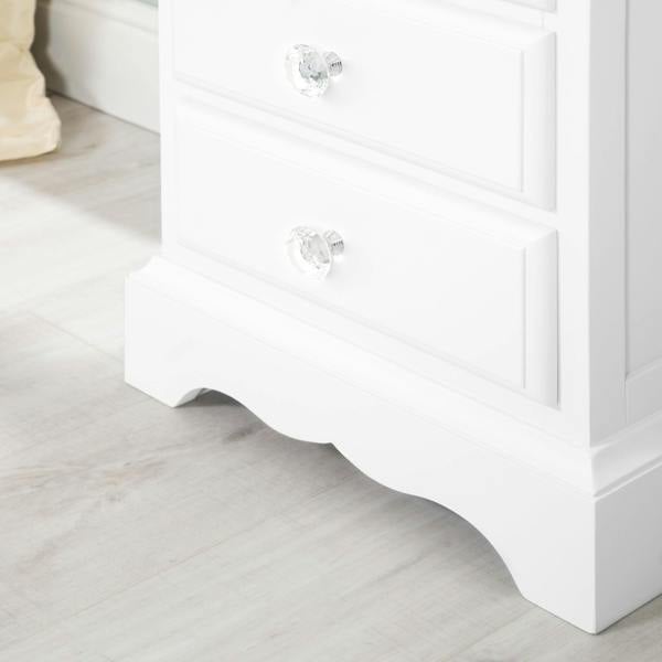 Statement Furniture Romance French Style Bedside Table with Crystal Handles Assembled