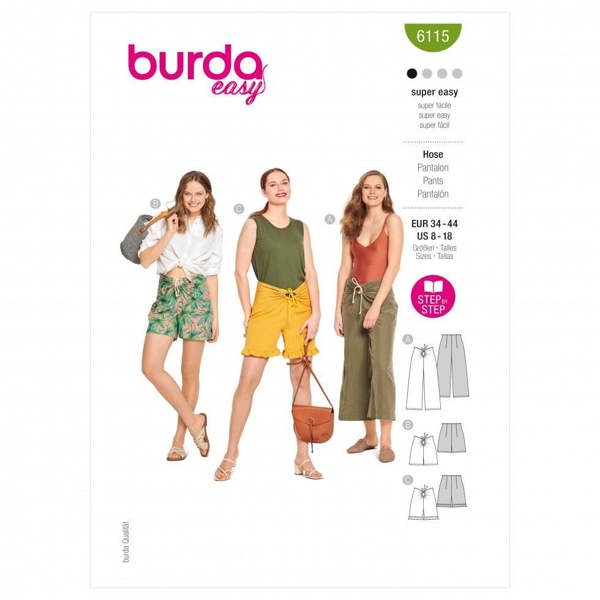 Burda Sewing Pattern 6115 Trousers and Shorts For Women, 34 to 44 - Easy