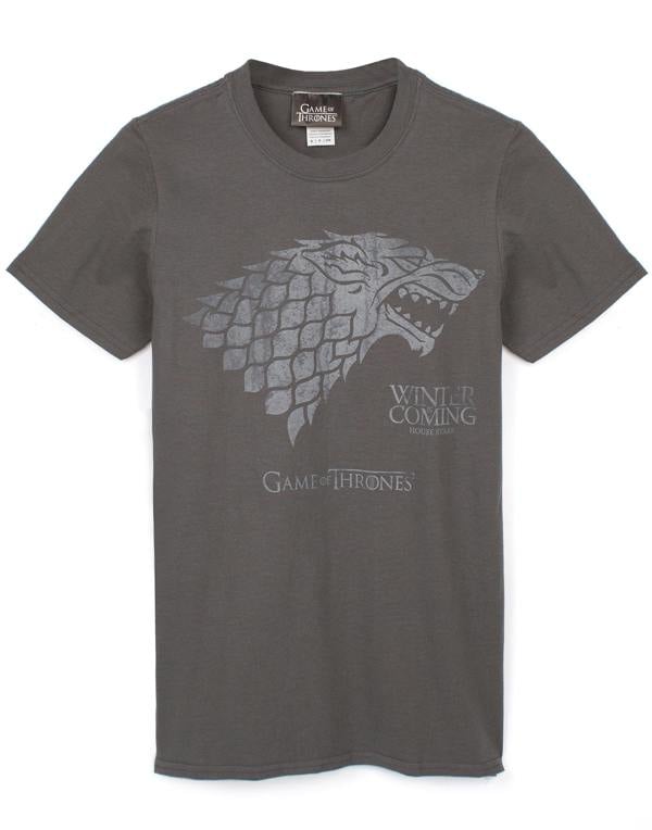 Game of Thrones Mens Grey Stark Direwolf Short Sleeved T-Shirt