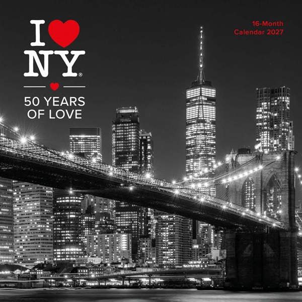 New York I Love NY City Black and White Calendar 2027, Wall Calendars, Month To View, Travel, Gift
