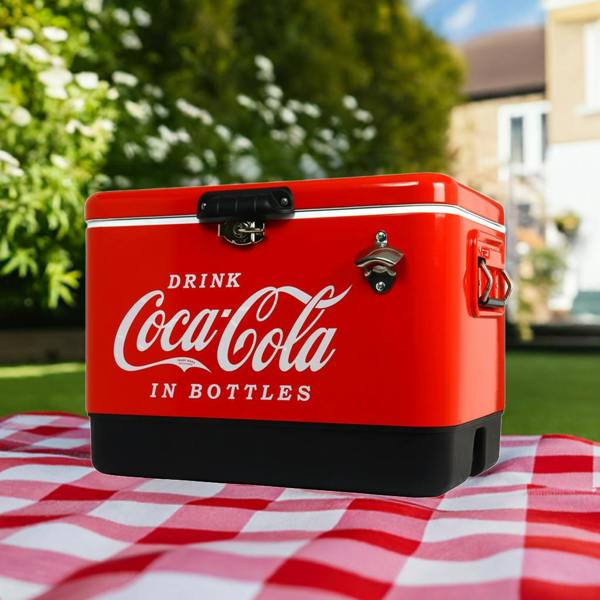 Coca-Cola 51L Portable Cool Box – Ice Chest Cooler for Camping, Beach, Fishing & RV Trips (Red)