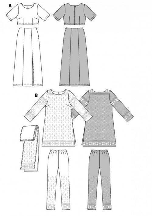 Burda Sewing Pattern 7701 Dresses, Trousers, Skirts, Tops and Wraps For Women, Sizes: 8-20 - Intermediate