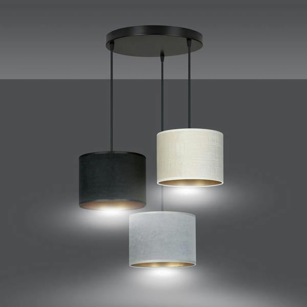Emibig HILDE Pendant lamp 3 x E27 Black with Black, Grey and White Shade