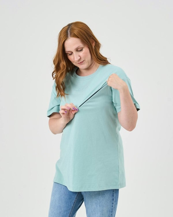 Pretty Mama Everyday Oversized Breastfeeding Tshirt - Sage