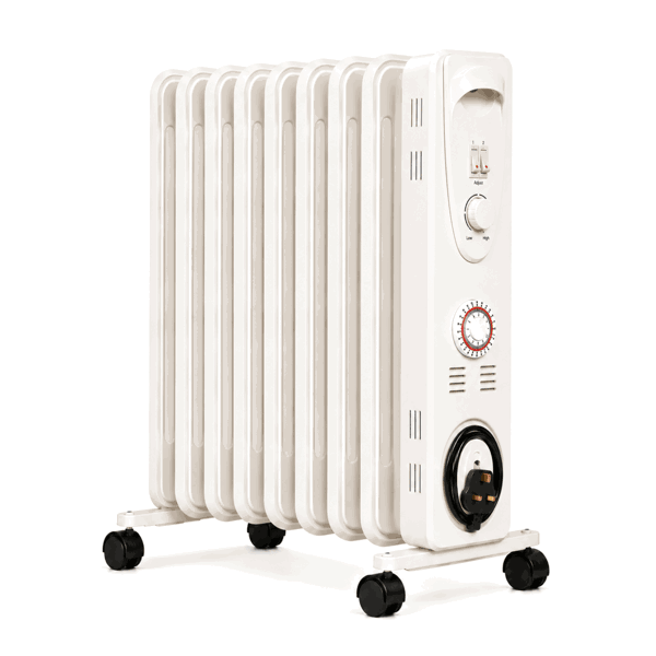 Mylek Oil Filled Electric Portable Heater Radiator with Adjustable Thermostat 2000w With Timer