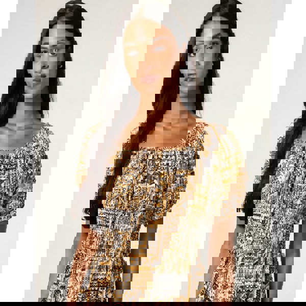 Blue Vanilla Scoop Neck Paisley Dress