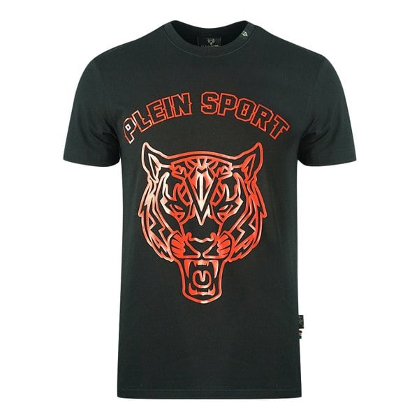 Plein Sport Philipp Plein Sport Red Stencil Tiger Logo T-Shirt - Black